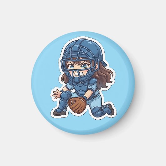 Chibi Baseball 2026 Edition - Catcher Blocking Magneet (Voorkant)
