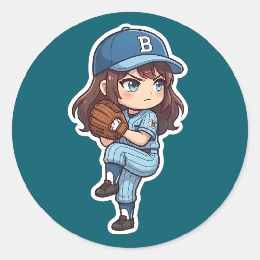 Chibi Baseball 2026 Edition - Pitcher Set Ronde Sticker (Voorkant)