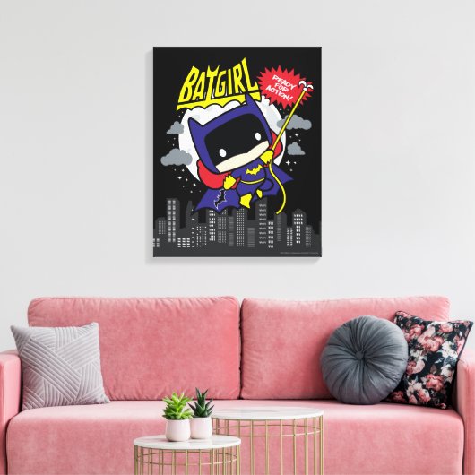 Chibi Batgirl klaar voor actie Canvas Afdruk (Insitu (Woonkamer))
