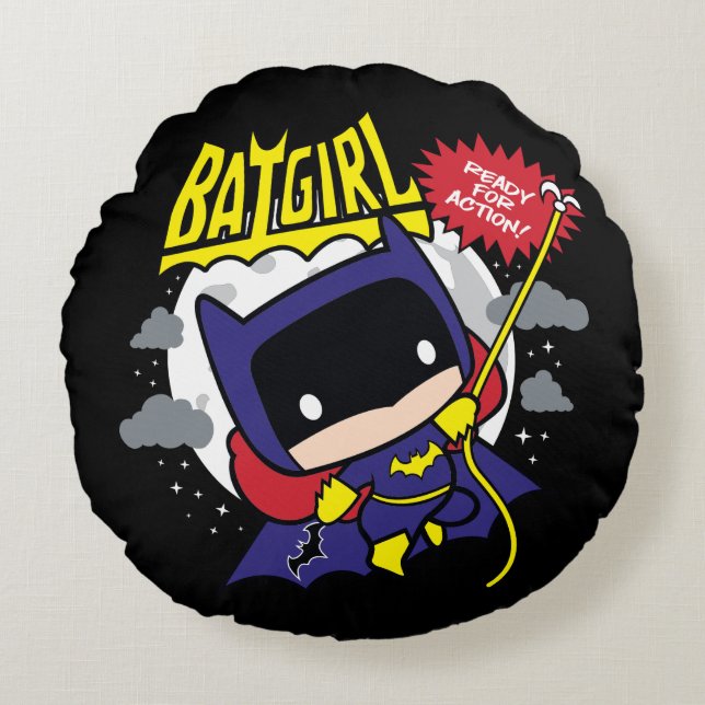 Chibi Batgirl klaar voor actie Rond Kussen (Voorkant)