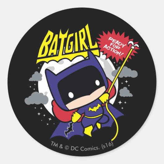 Chibi Batgirl klaar voor actie Ronde Sticker (Voorkant)