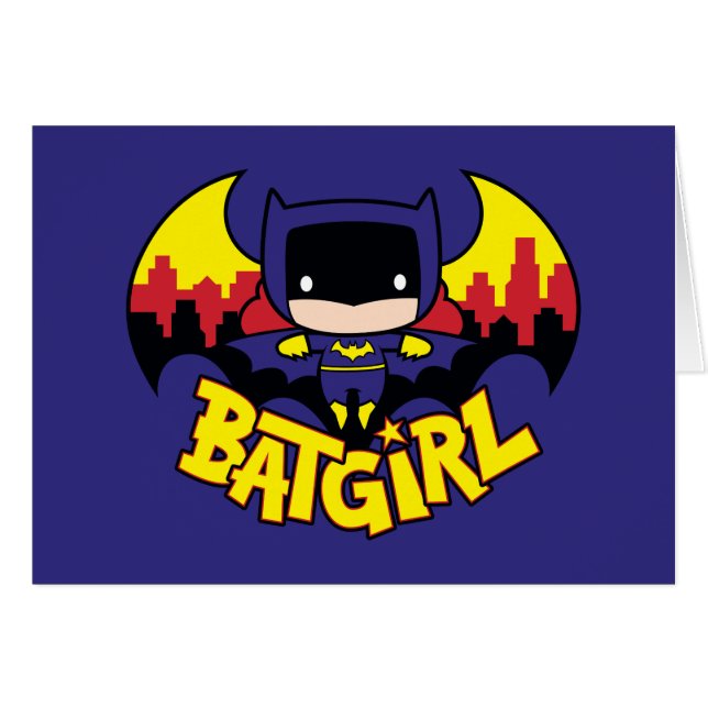 Chibi Batgirl met Gotham Skyline en Logo (Voorkant Horizontaal)
