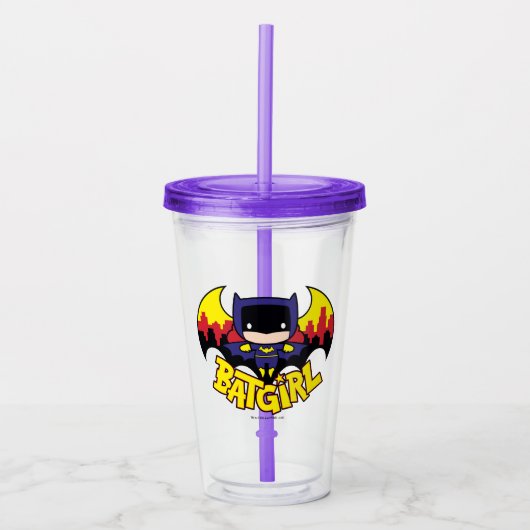 Chibi Batgirl met Gotham Skyline en Logo Acryl Drinkbeker (Voorkant)
