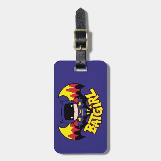 Chibi Batgirl met Gotham Skyline en Logo Bagagelabel (Voorkant verticaal)