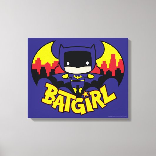 Chibi Batgirl met Gotham Skyline en Logo Canvas Afdruk (Voorkant)