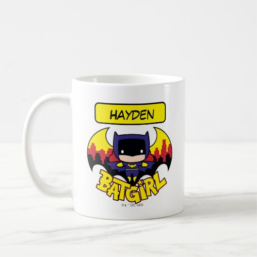 Chibi Batgirl met Gotham Skyline en Logo Koffiemok (Links)