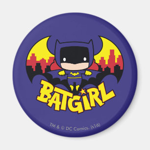Chibi Batgirl met Gotham Skyline en Logo Magneet
