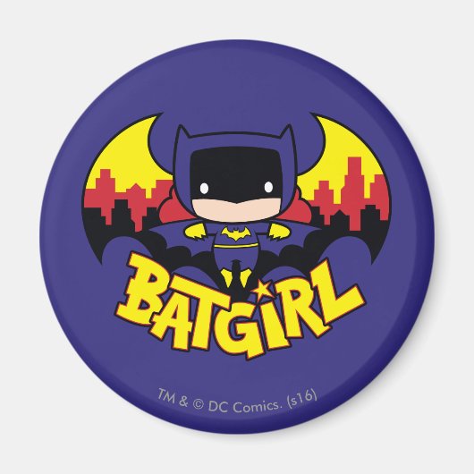 Chibi Batgirl met Gotham Skyline en Logo Magneet (Voorkant)