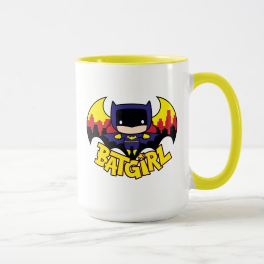 Chibi Batgirl met Gotham Skyline en Logo Mok (Rechts)