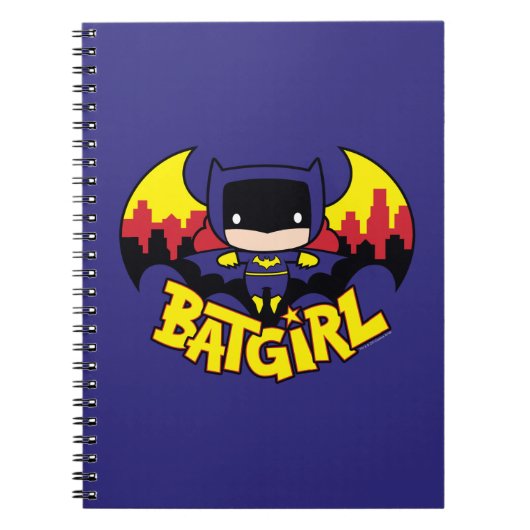 Chibi Batgirl met Gotham Skyline en Logo Notitieboek (Voorkant)