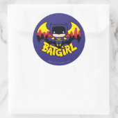 Chibi Batgirl met Gotham Skyline en Logo Ronde Sticker (Tas)