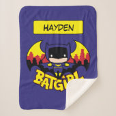 Chibi Batgirl met Gotham Skyline en Logo Sherpa Deken (Voorkant)