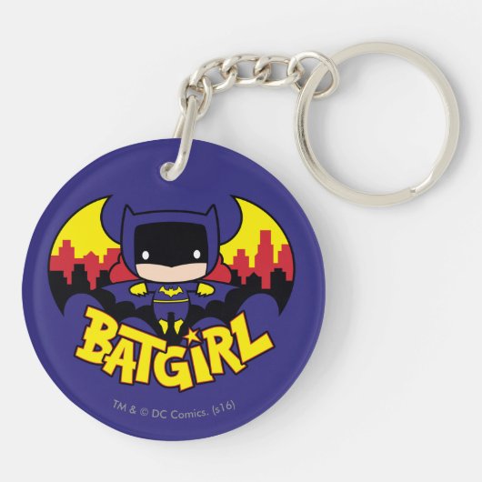 Chibi Batgirl met Gotham Skyline en Logo Sleutelhanger (Achterkant)