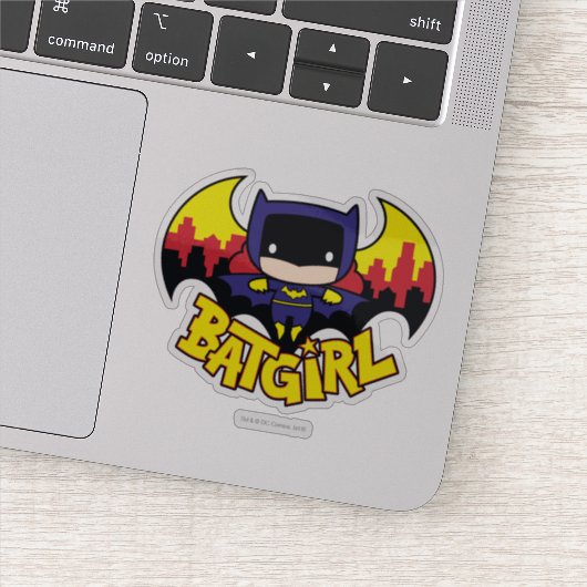 Chibi Batgirl met Gotham Skyline en Logo Sticker (Detail)