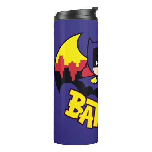 Chibi Batgirl met Gotham Skyline en Logo Thermosbeker (Gedraaid links)