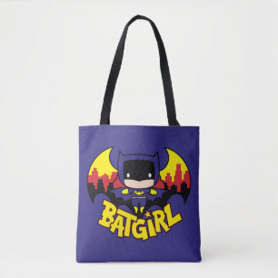 Chibi Batgirl met Gotham Skyline en Logo Tote Bag