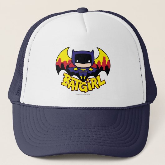Chibi Batgirl met Gotham Skyline en Logo Trucker Pet (Voorkant)