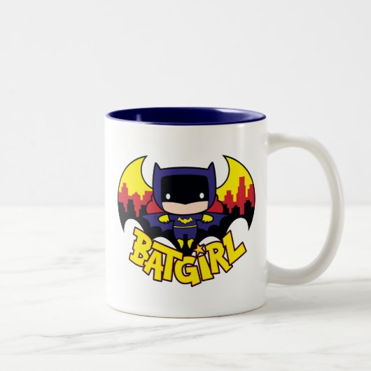 Chibi Batgirl met Gotham Skyline en Logo Tweekleurige Koffiemok (Rechts)