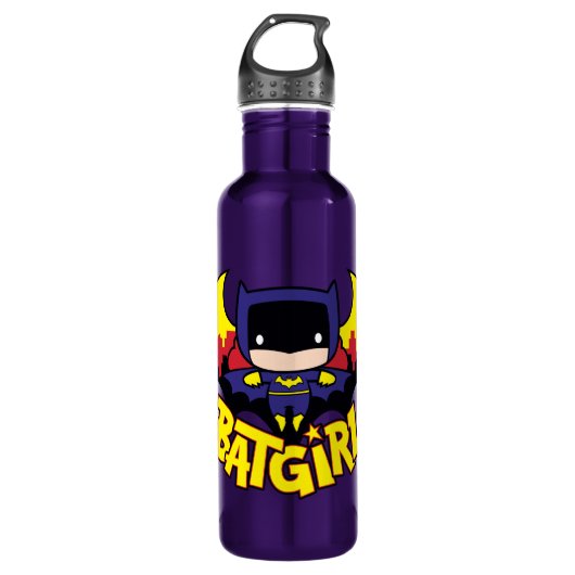 Chibi Batgirl met Gotham Skyline en Logo Waterfles (Voorkant)