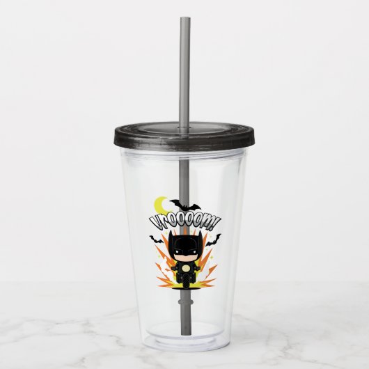 Chibi Batman Batcycle Acryl Drinkbeker (Voorkant)