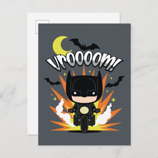 Chibi Batman Batcycle Briefkaart (Voorkant / Achterkant)