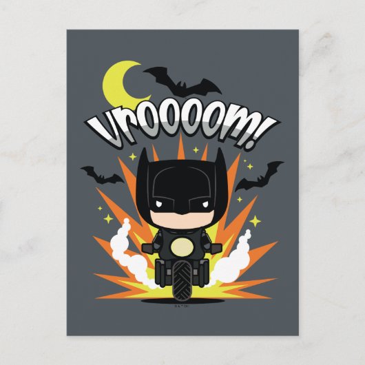 Chibi Batman Batcycle Briefkaart (Voorkant)