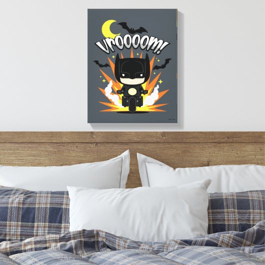 Chibi Batman Batcycle Canvas Afdruk (Insitu (Slaapkamer))