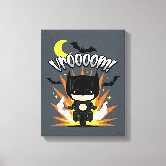 Chibi Batman Batcycle Canvas Afdruk (Voorkant)