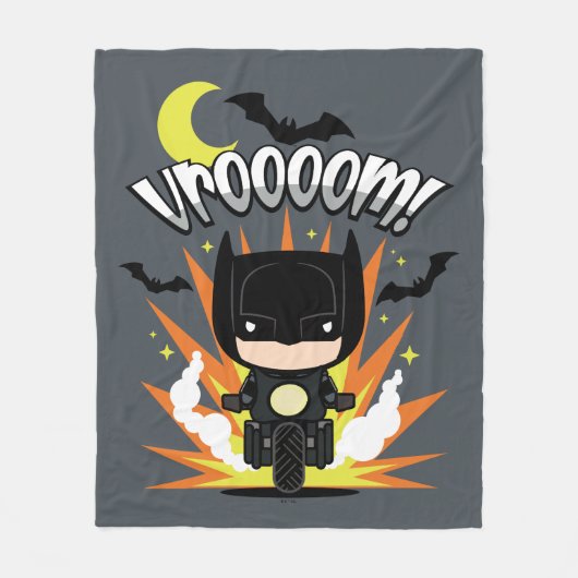 Chibi Batman Batcycle Fleece Deken (Voorkant)