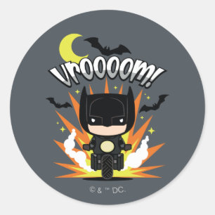 Chibi Batman Batcycle Ronde Sticker