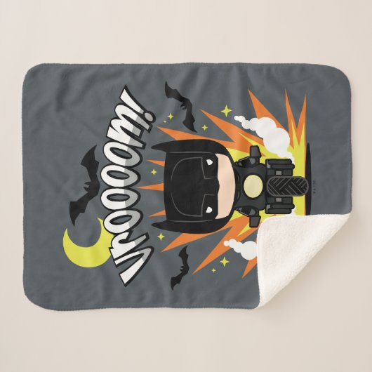 Chibi Batman Batcycle Sherpa Deken (Voorkant (horizontaal))