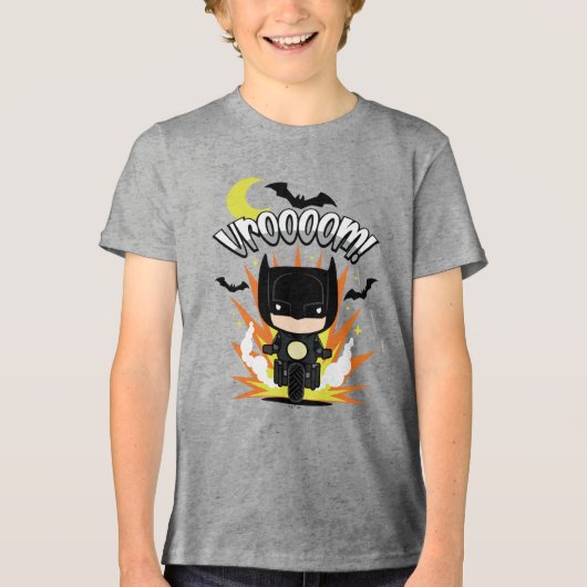Chibi Batman Batcycle Tri-Blend Shirt (Voorkant)
