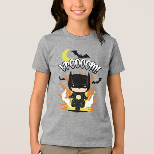 Chibi Batman Batcycle Tri-Blend Shirt (Voorkant)