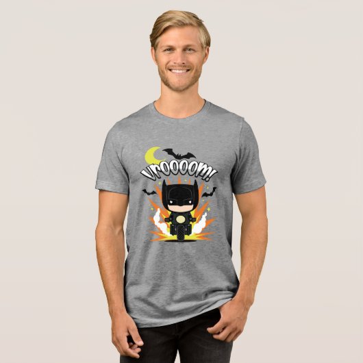 Chibi Batman Batcycle Tri-Blend Shirt (Voorkant volledig)