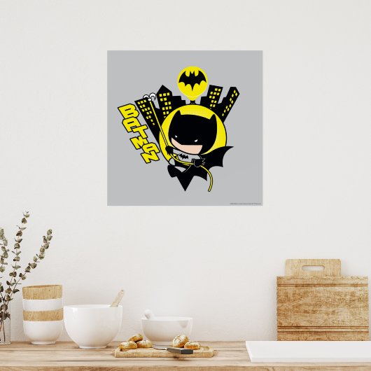 Chibi Batman beklimt de stad Poster (Keuken)