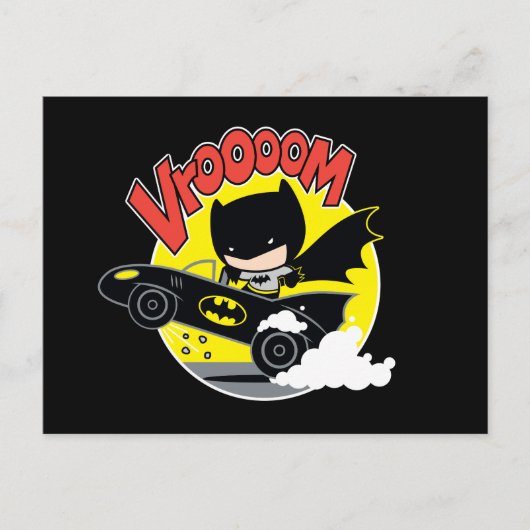 Chibi Batman in Batmobile Briefkaart (Voorkant)