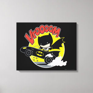Chibi Batman in Batmobile Canvas Afdruk