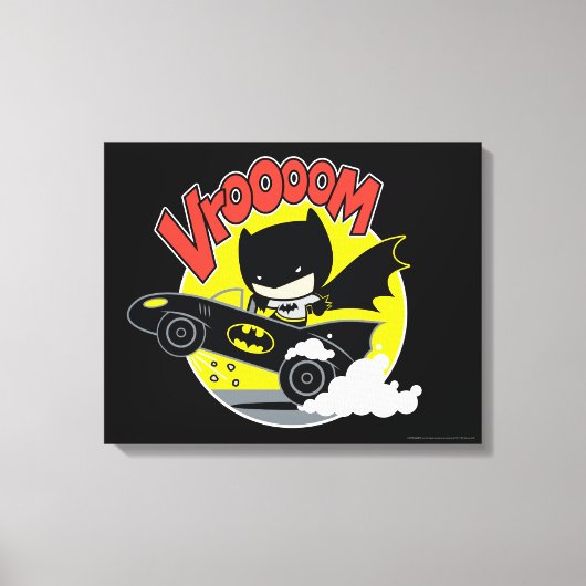 Chibi Batman in Batmobile Canvas Afdruk (Voorkant)