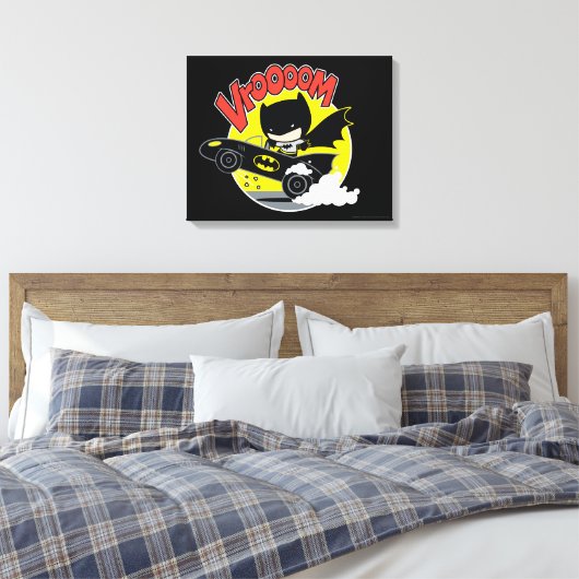 Chibi Batman in Batmobile Canvas Afdruk (Insitu (Slaapkamer))