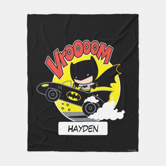 Chibi Batman in Batmobile Fleece Deken (Voorkant)