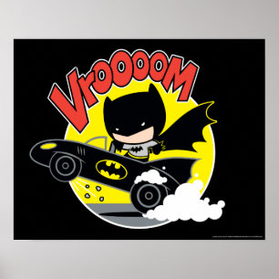 Chibi Batman in Batmobile Poster