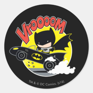 Chibi Batman in Batmobile Ronde Sticker