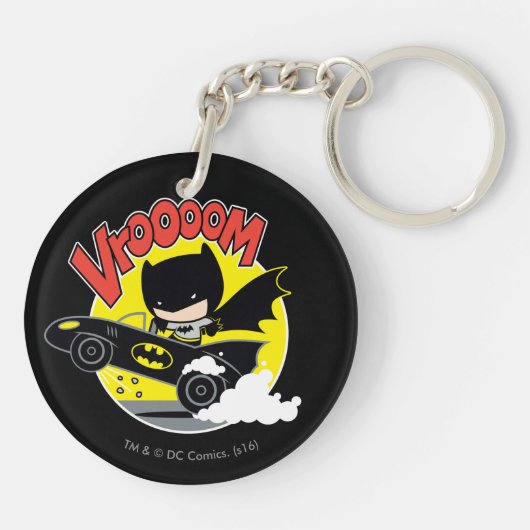Chibi Batman in Batmobile Sleutelhanger (Achterkant)
