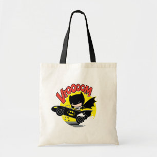 Chibi Batman in Batmobile Tote Bag