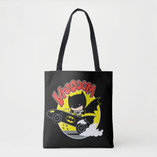 Chibi Batman in Batmobile Tote Bag
