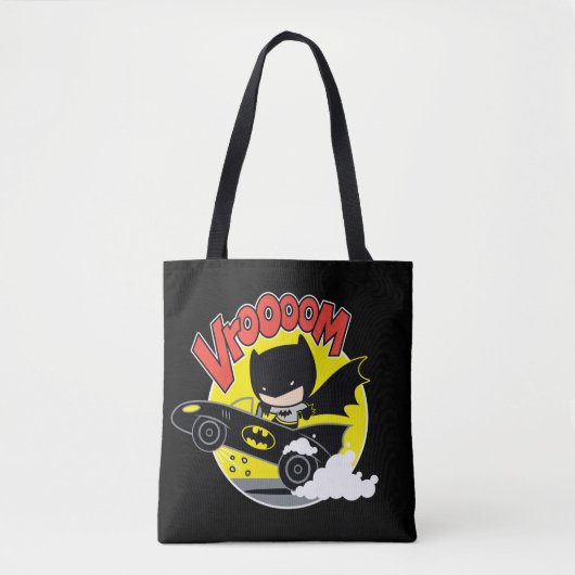 Chibi Batman in Batmobile Tote Bag (Voorkant)