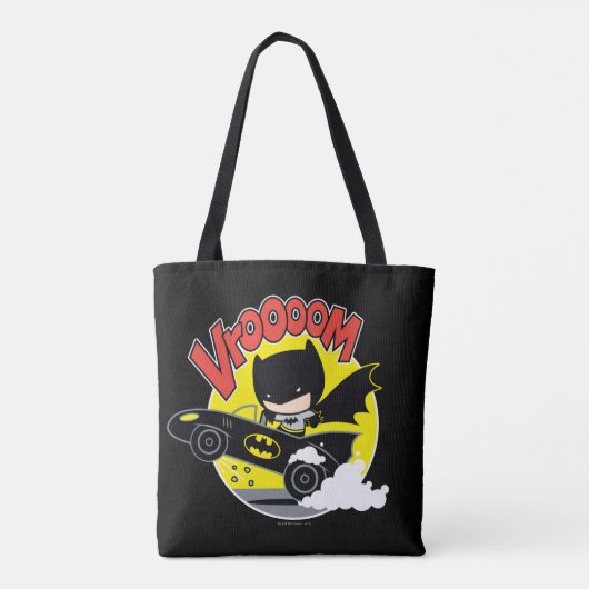 Chibi Batman in Batmobile Tote Bag (Achterkant)