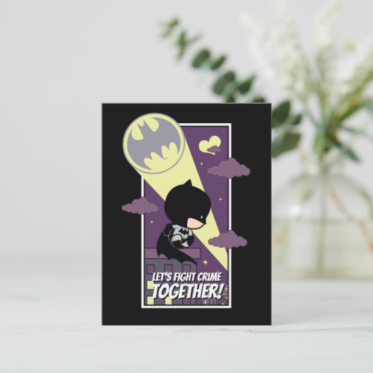 Chibi Batman - Laten we samen de misdaad bestrijde Feestdagenkaart (Staand voorkant)