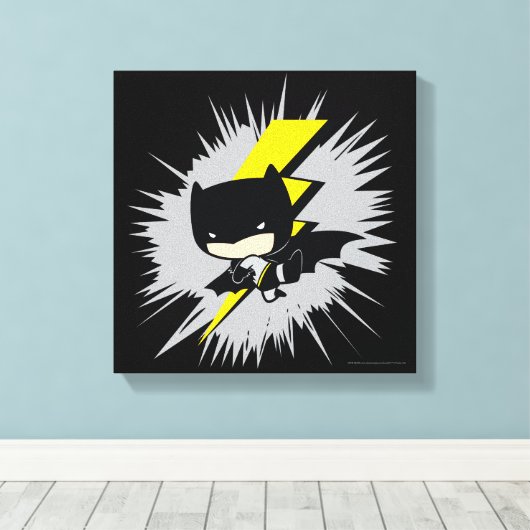 Chibi Batman Lightning Kick Canvas Afdruk (Insitu (Houten vloer))