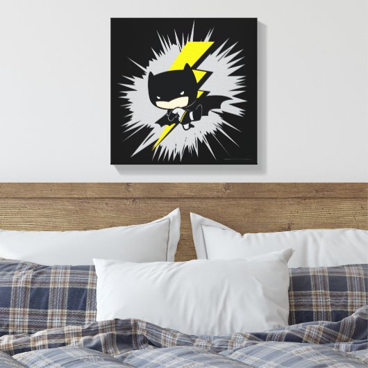 Chibi Batman Lightning Kick Canvas Afdruk (Insitu (Slaapkamer))